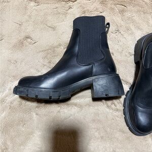 Steve Madden Black Lug Sole Chunky Ankle Boots